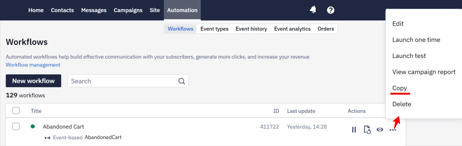 A copied workflow and its Start/Stop configuration A copied workflow and its Start/Stop configuration