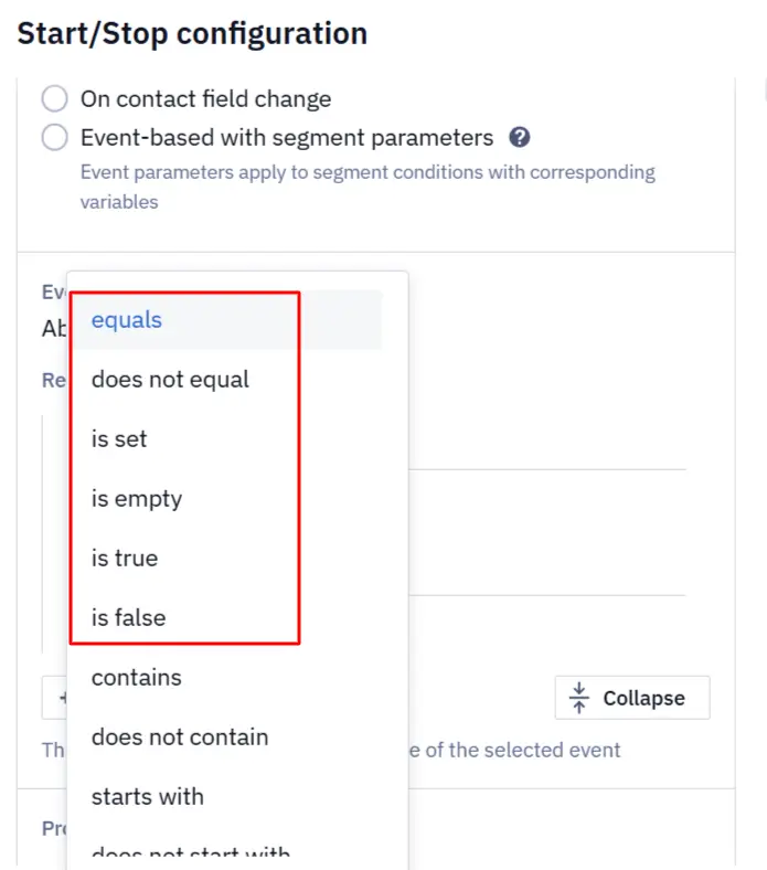 New operators for event parameters New operators for event parameters