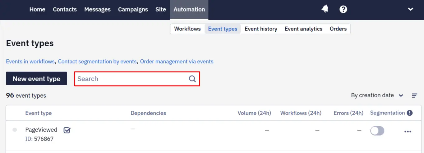 Search for event types by ID Search for event types by ID