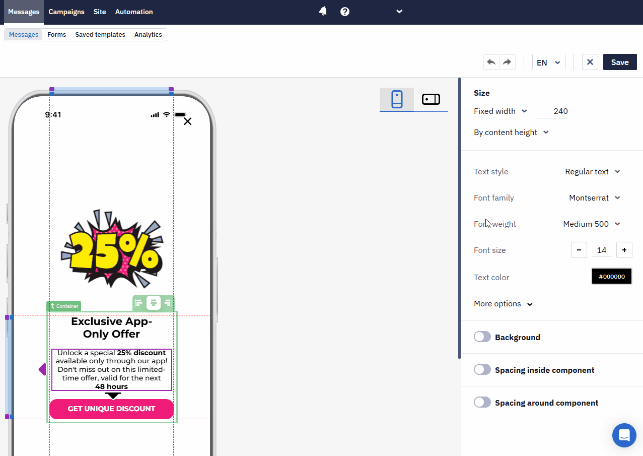 My fonts in the In-App editor My fonts in the In-App editor