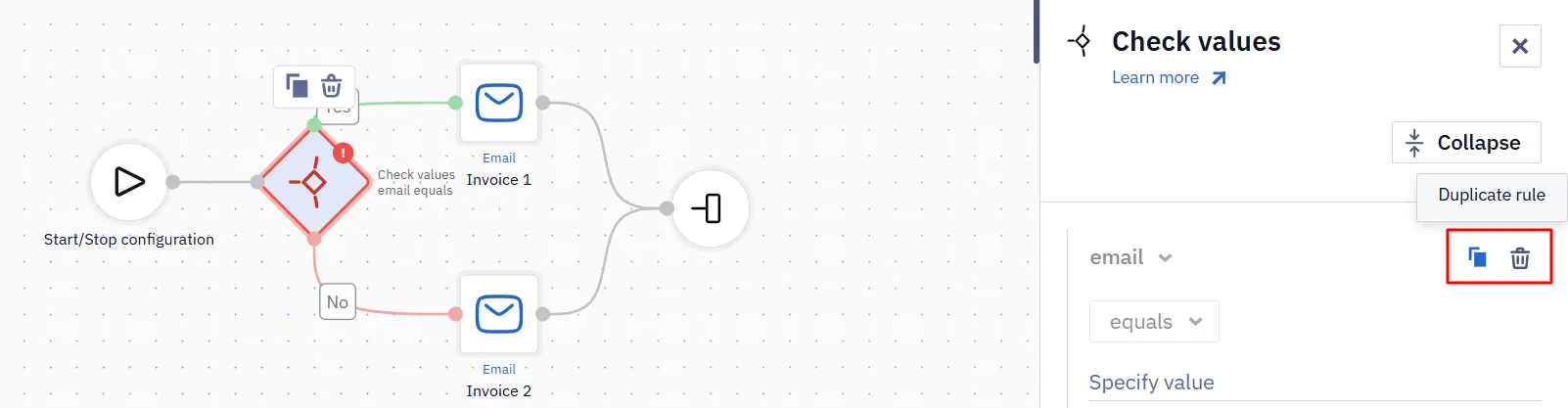 Duplicating and deleting a rule Duplicating and deleting a rule