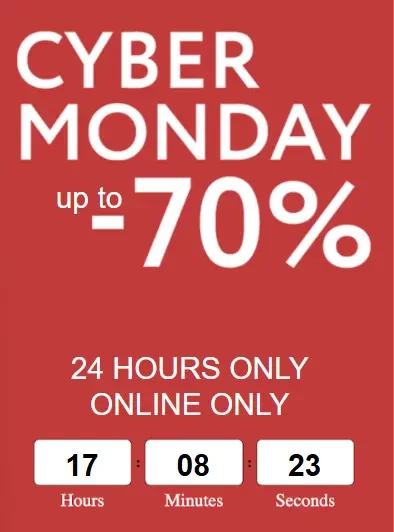 Discount timer during Cyber Monday