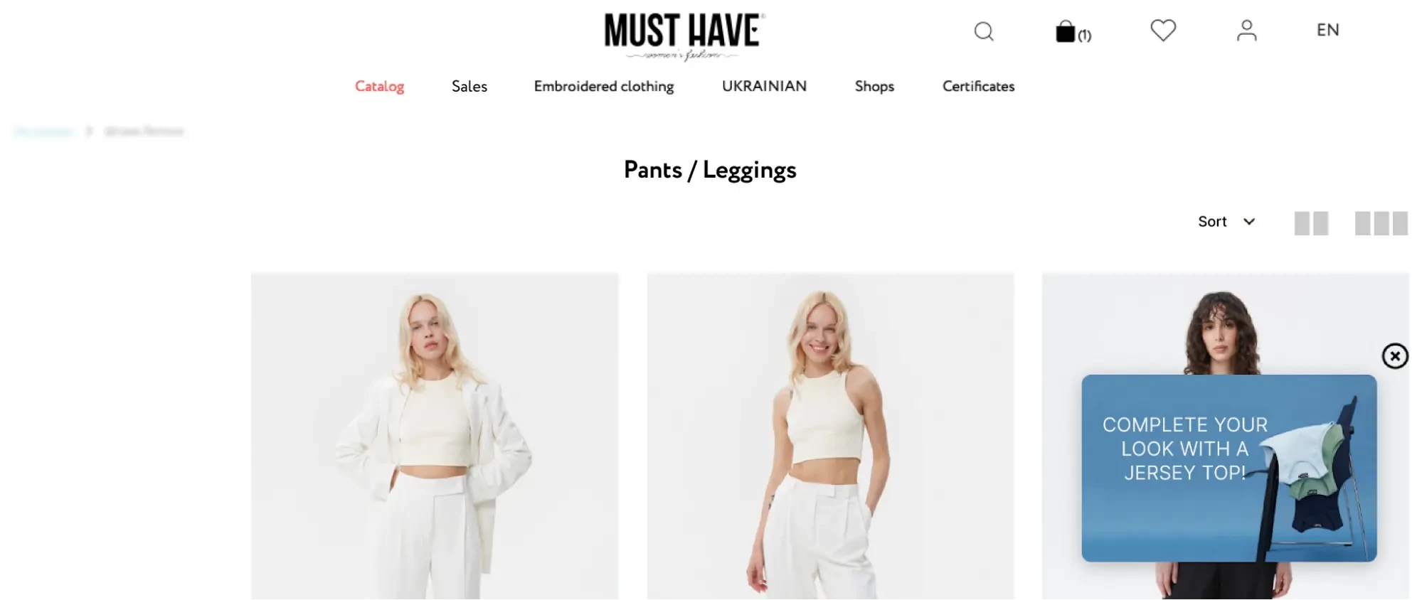 Example of a cross-sell pop-up