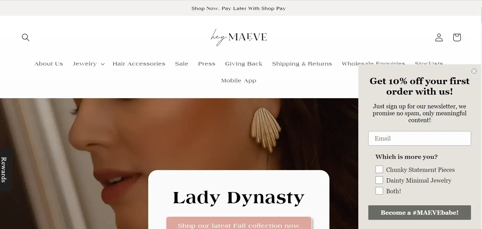 Example of an informer on a website (floating window)