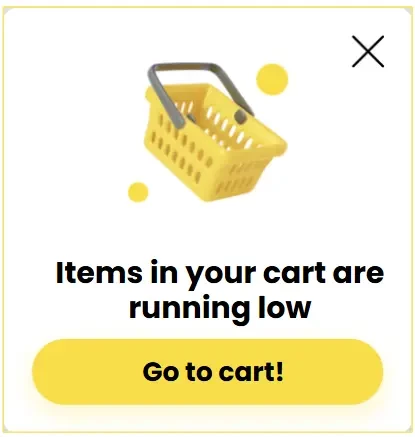 Example of a pop-up about products running out