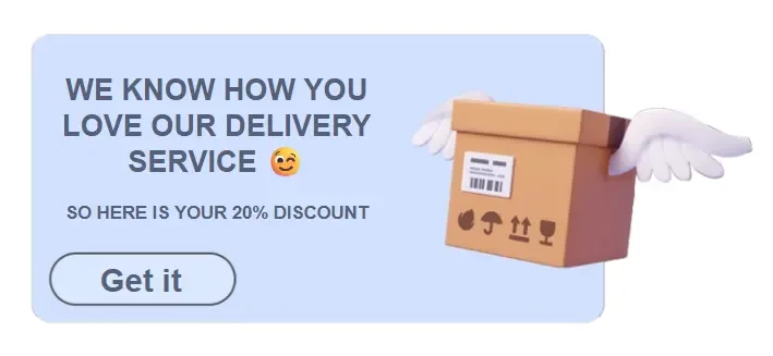Example of a pop-up with a delivery discount