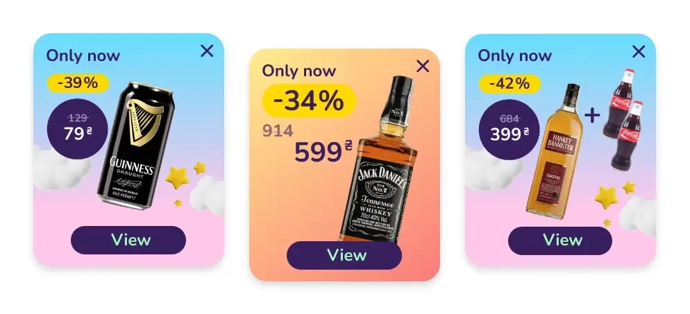 MAUDAU floating pop-ups with offers