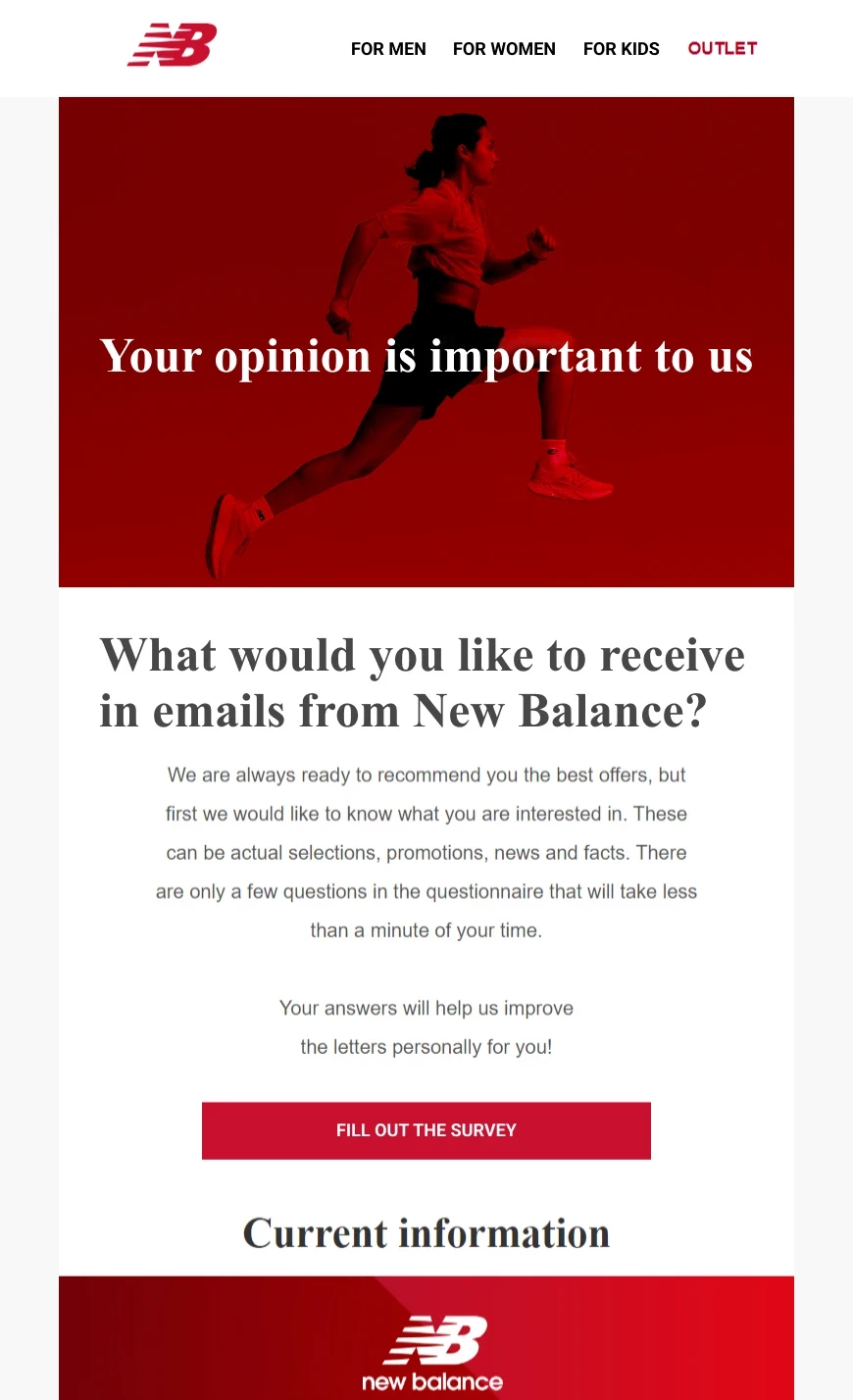 Email with a survey