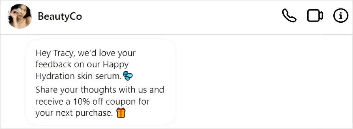 Запитване за обратна връзка в Instagram DM
