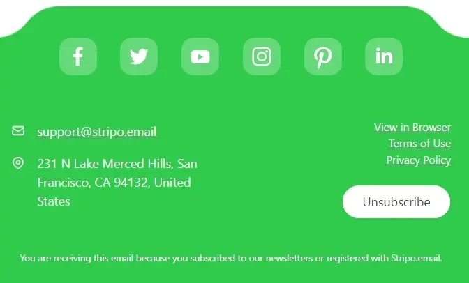 Stripo unsubscribe footer