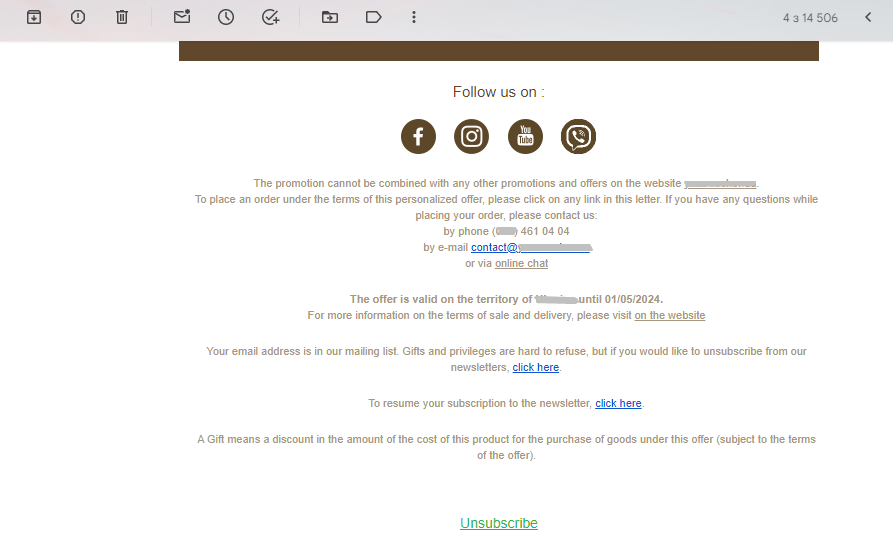 Required elements in the email footer