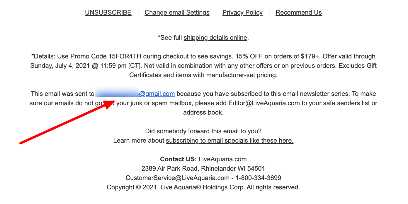 The subscriber email