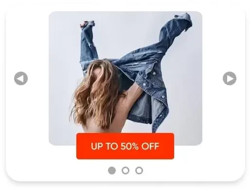 A slider popup with 3 different cards within