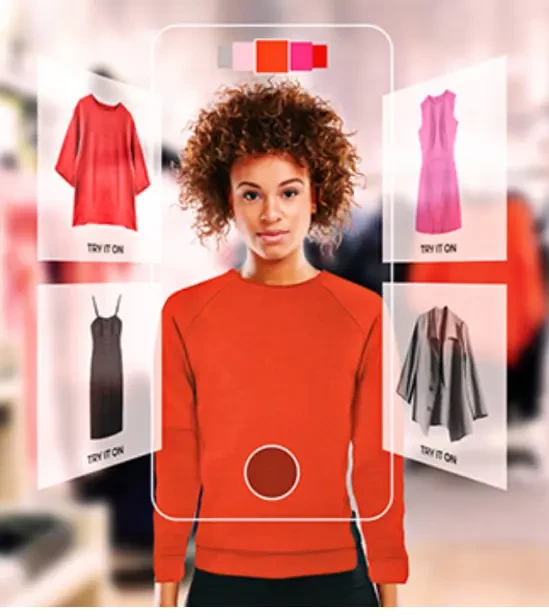 An example of the use of augmented reality technology in an online women's clothing store